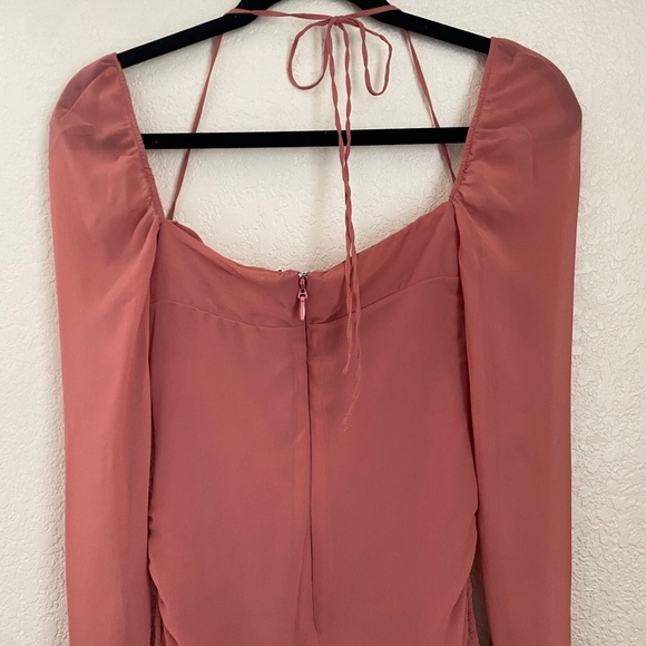 HOUSE OF CB 'Baby 'Pink Chiffon Cutout Halter Mini‎ Dress/Size XS - Picture 10 of 14